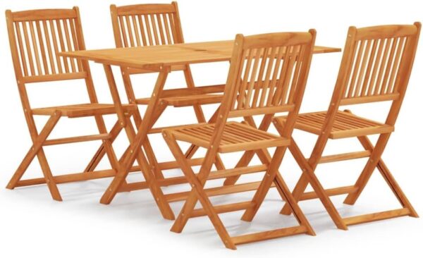 GCHDHAPB Home-Outdoor Home-Outdoor Furniture Sets,5 Piece Folding Outdoor Dining Set Solid Eucalyptus Wood - Image 2