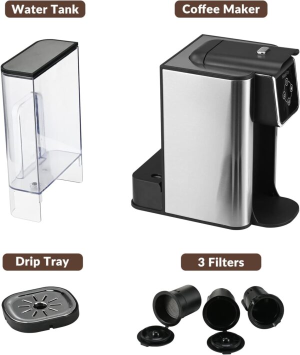 Mecity Coffee Maker 3 in 1 Single Serve Coffee Machine, Compatible with K cup Capsules, Instant Coffee Pot, Tea maker, 6,8,10 Oz Cup, Removable 50 Oz Water Reservoir, 120V 1150W - Image 8