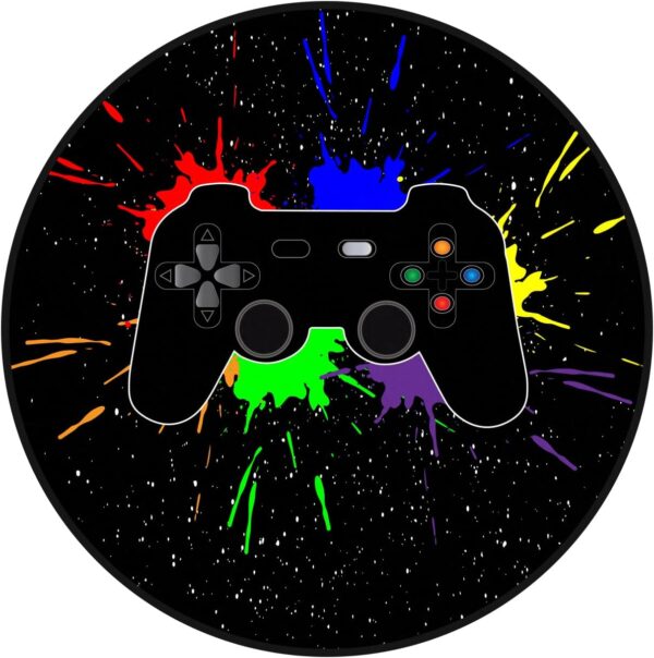 goodbath Gaming Round Rug, Video Game Controller Anti-Slip Super Soft Circle Area Rug for Bedroom Living Room Play Room Chair for Boys Girls,120cm - Image 2
