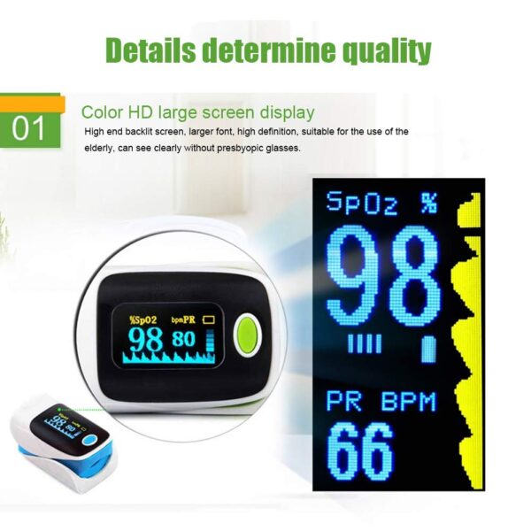 ECOSWAY Fingertip Blood Oxygen Saturation Pulse Rate OLED Screen Portable for Home - Image 4