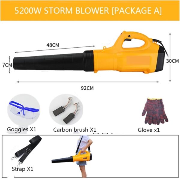 5200W Portable Household Electric Cleaning Garden Blower， Leaf Hair Dryer Dust Collector Dust Collecting Tool Powerful(A) - Image 3