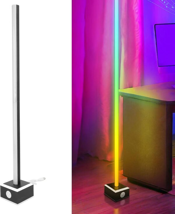 KKPLZZ LED Corner Floor Lamp Dimmable Color Changing RGB Modern Bluetooth APP Remote Control for Living Room Gaming Room - Image 3