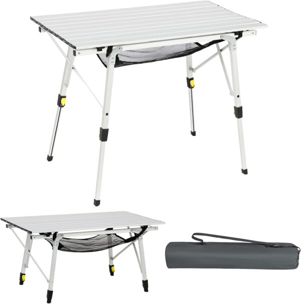 Portal Camping Tables That Fold up Picnic Table Folding Portable with Height Adjustable Legs Collapsible Table 3ft Aluminium Rollup Outdoor Table Lightweight Foldable for Beach Fishing Garden BBQ - Image 2