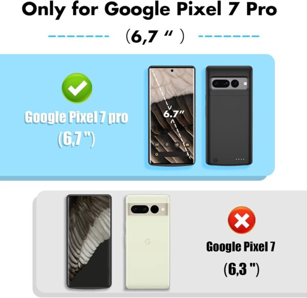 Giabuao Battery Case for Google Pixel 7 Pro, 10000mAh Slim Rechargeable Charging Case Extended Charger, Backup Battery Charger Portable Power Bank for Pixel 7 Pro (6.7") - Black - Image 3
