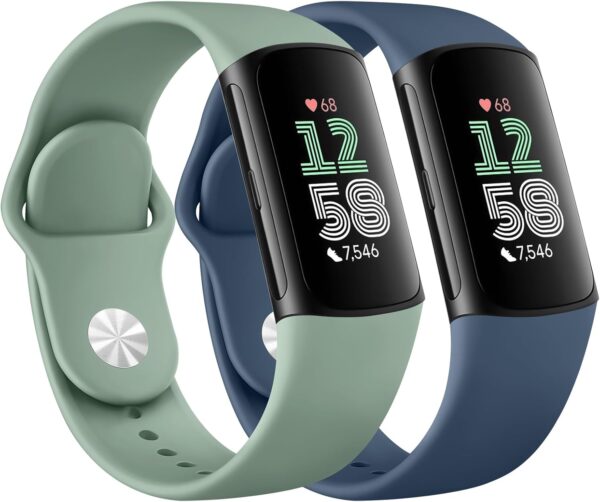 Vanjua Band Compatible with Fitbit Charge 5 Bands Women Men, Soft Silicone Adjustable Waterproof Sport Replacement Wristbands Strap for Fitbit Charge 5 Fitness Tracker Accessories - Image 2