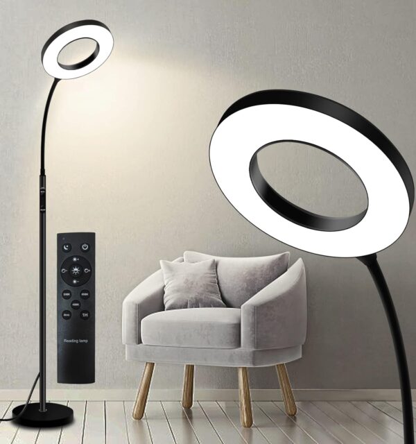 KS KINGSTAR Modern Standing lamp Floor lamp Sofa Side Reading Lamps 3-Color Tall Standing Pole Light with Remote for Live Stream Learning and Reading Living Room,Bed Room,Home Office … - Image 2