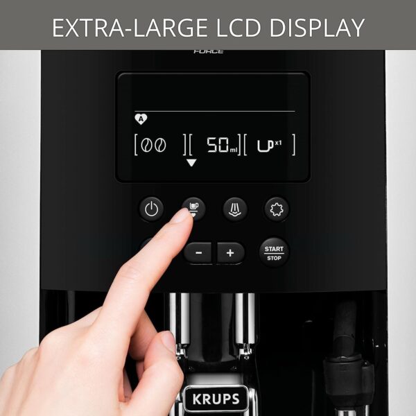 KRUPS Arabica Digital Automatic Coffee Machine, Bean to Cup, Espresso & Cappuccino Maker, 1.7 litre Water Tank, Silver, EA817840 - Image 4