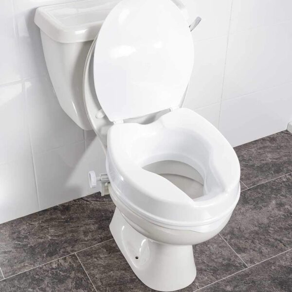 NRS Healthcare Linton Raised Toilet Seat with Lid, 100 mm / 4 inch, White - Image 3