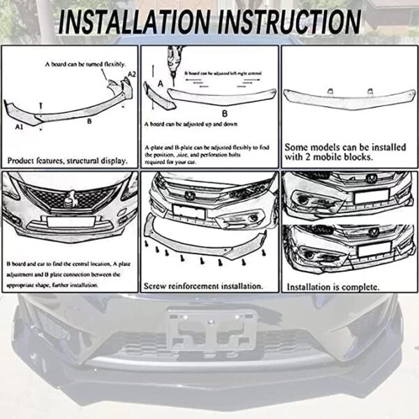 Car Front Bumper Lip Spoiler For BMW E90 E92 M3 2007-2013 Front Bumper Splitter Lip Body Kit Diffuser Spoiler.,B - Image 7