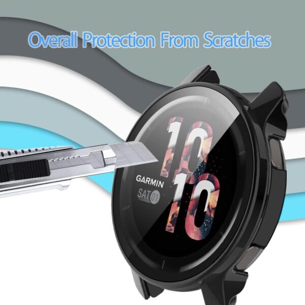 SeNool Case Compatible with Garmin Venu 2 / Vivoactive 4 (45mm), Hard PC Protective with Glass Screen [9H Hardness, Anti-Scratch, Bubble-Free] Protector Cover for Garmin Venu 2/Vivoactive 4 - Black - Image 6