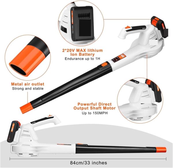 Centrifugal Blower, 20V 1600W 205CFM Speed Cordless Leaf Blower, Handheld Air Blower With 4.0AH Li Battery Electric Air Blower, Sweeper Garden Tools - Image 8