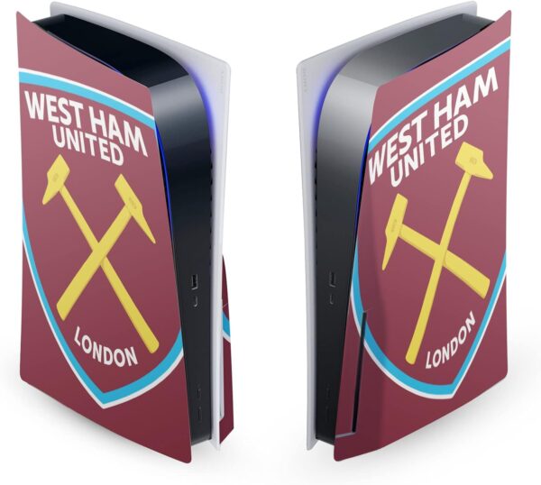 Head Case Designs Officially Licensed West Ham United FC Oversized Art Vinyl Faceplate Sticker Gaming Skin Decal Cover Compatible With Sony PlayStation 5 PS5 Disc Edition Console - Image 2