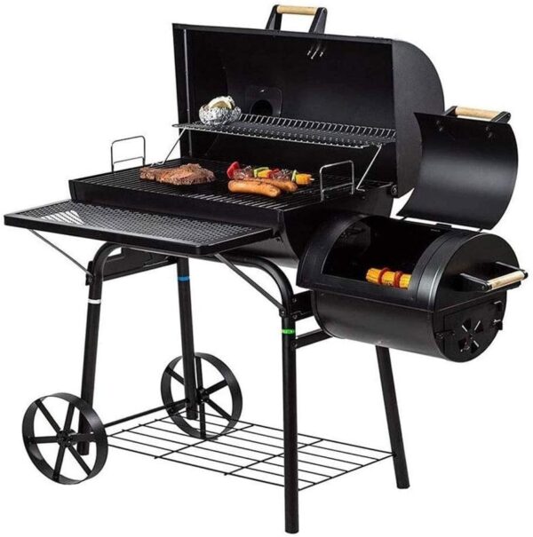 Charcoal Grill Portable Barbecue Grill BBQ Charcoal Grill Smoker Barbecue Grill Home Meat Cooker Smoker With Offset Smoker And Fold-Down Shelf, Outdoor Picnic Camping Garden Roaster For 8-12 People - Image 2