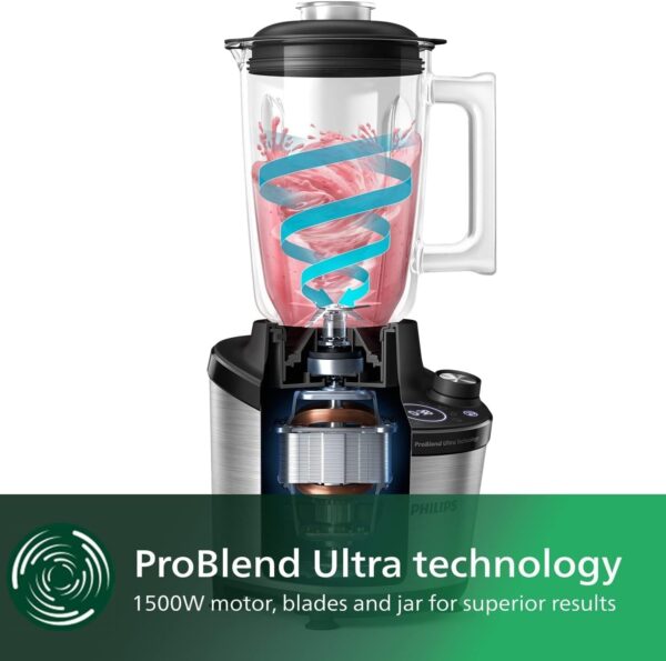 Philips Blender 7000 Series, ProBlend Ultra Technology, 1500 W Motor, 2L Capacity Jar, Quick Select Programs, with 2 BPA-free Tritan tumblers, HomeID app (HR3760/10) - Image 4
