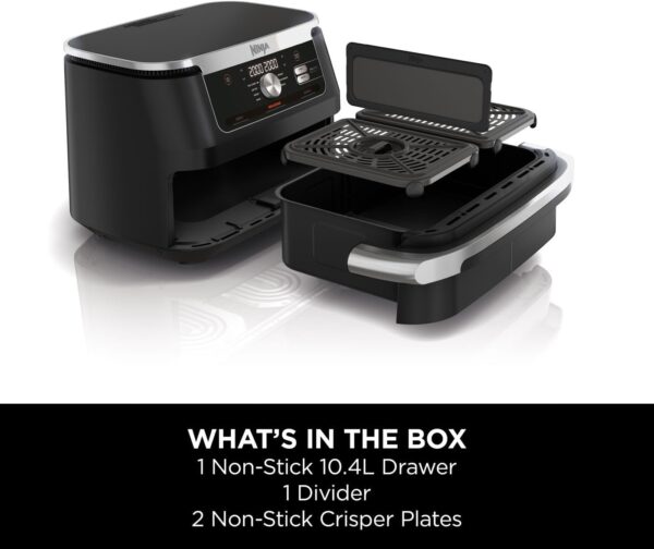 Ninja Foodi FlexDrawer Air Fryer, Dual Zone with Removable Divider, Large 10.4L Drawer, 7-in-1, Air-Fryer Uses No Oil, Air Fry, Roast, Bake, Max Crisp, Non-Stick Dishwasher Safe Parts, Black AF500UK - Image 3