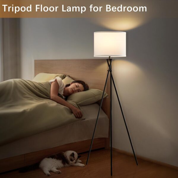 GyroVu Tripod Floor Lamp for Living Room, Standing Lamp with Foot Switch, Modern Floor Lamp with White Shade for Living Room, Bedroom, Office(Bulb Not Included) - Image 8