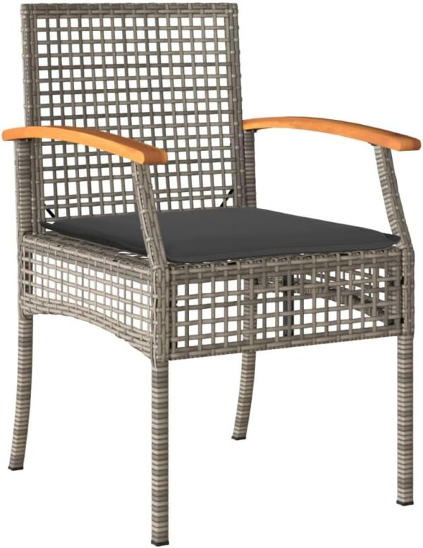 vidaXL Garden Dining Set with Cushion 9-Piece Garden Furniture Set Dining Set Garden Set Patio Balcony Furniture Set Grey Poly Rattan - Image 4