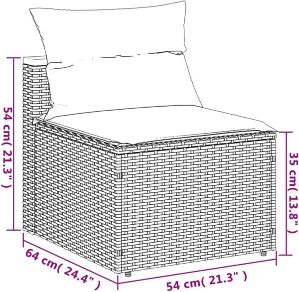 XFZJCHAP 5 Piece Garden Sofa Set with Cushions Beige Poly Rattan Acacia-Garden Corner Dining Sofa Set,Patio Tables Stools Outdoor Lounge Conservatory Furniture - Image 3
