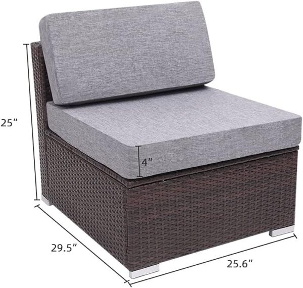 ZYMEN 3 Pieces Patio PE Wicker Rattan Sofa Set Patio Furniture Set Commemoration Day - Image 5