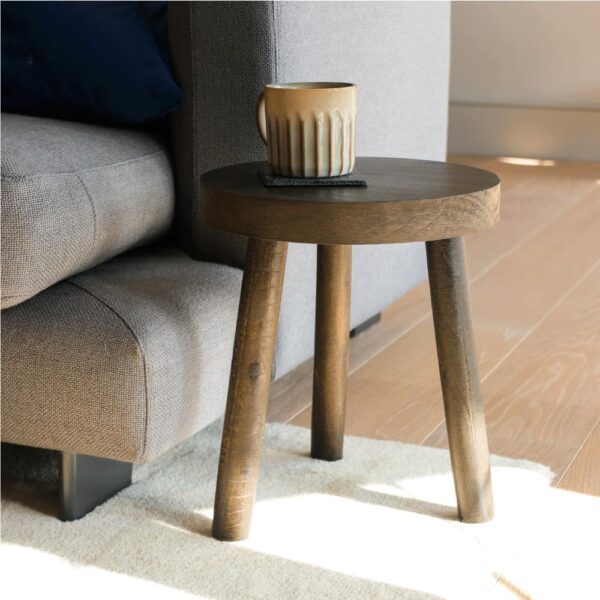 Eden Creations Wooden Stool - Ideal Plant Table, Side Table for Living Room, Indoor Plant Stand, Small Bedside or Bathroom table, Mini Table (35cm) - Image 8