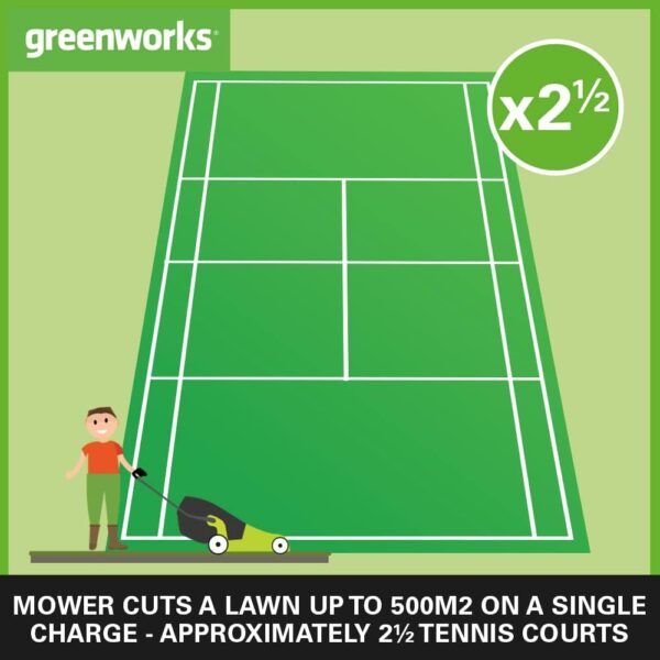 Greenworks G40LM41 Cordless Lawnmower, 41cm Cutting Width, 2 x 40V Battery, 40V 5A Rapid Charger - Image 4