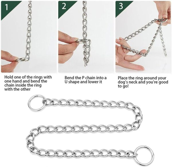4mm X 65cm Choke Chain Metal Dog Chain Pet Training Choker Non-Slip Collar for Walk The Dog or Puppy Training Walking, WithTag Nameplate - Image 5