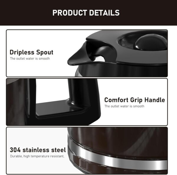 12-Cup Coffee Pot Replacement Compatible with Cuisinart Coffee Maker Models SS-12, SS-15, SS-16, DCC-1100BK, DCC-1200, DCC-2650, CHW-12P1, DGB-400, DGB-550BK, DGB-550BK1, DGB-625BC and DGB-700BC - Image 4