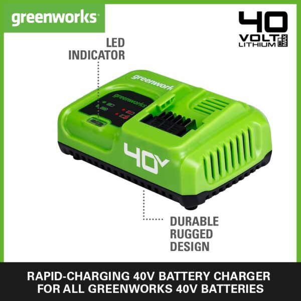 Greenworks G40LM41 Cordless Lawnmower, 41cm Cutting Width, 2 x 40V Battery, 40V 5A Rapid Charger - Image 7