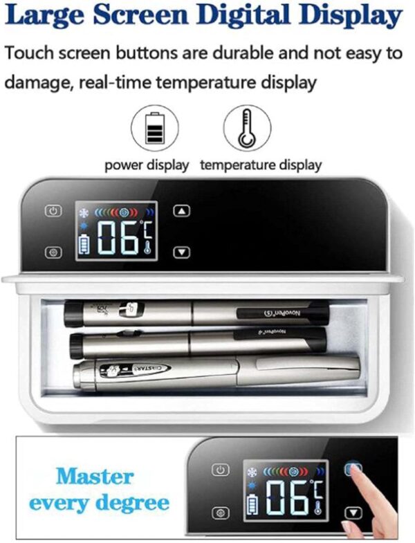 FSCLJ Portable Insulin Cooler Box for Car, Smart LED Display Medication Refrigerator with USB Charging Cable for Travel Household - Image 6