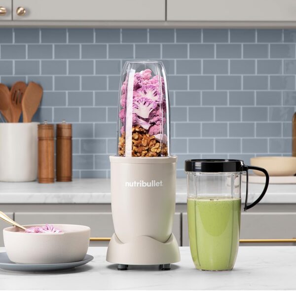 nutribullet Blender 900 Series in Matte Sand - Powerful 25,000 RPM Extractor Blends Frozen Fruit, Nuts & Ice for Smoothies & Juices - 11 Piece Kit Includes Cups, To Go Lids, Lip Rings & User Manual - Image 6