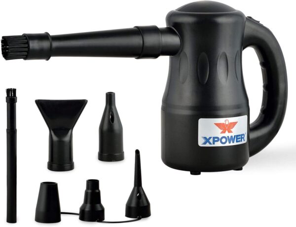 XPOWER Cyber Duster Electric Air Duster for Dusting Drying Inflating Blowing Car Detailing Computer Maintenance Leaf Blowing High Performance Motor Eco-Friendly (Black, A-2) - Image 2
