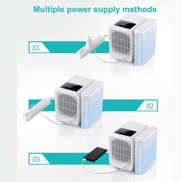 SENECESLI Portable Air Conditioner Cooling Fan with 1-99 Speeds & 2 Modes, 1000ml WaterTank, Timer Function, 4 IN 1 USB C Touchscreen Evaporative Air Cooler with Quiet 7 Color Night Light - Image 6