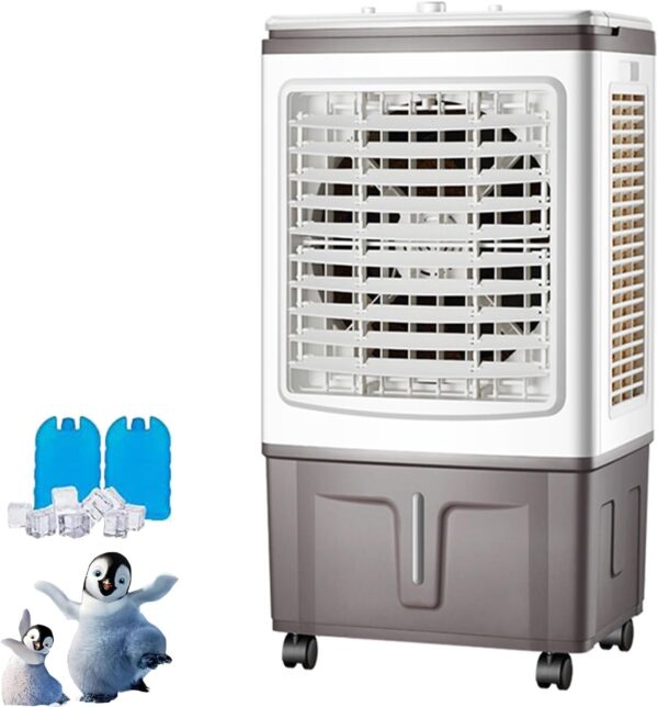 MZQMK Swamp Cooler,Portable Evaporative Air Cooler,Cooling Fan For Room Garage Patio,3 Speeds,2 Ice Boxes,for Shop,Factory,Garage,Workshops,Commercial,Basement,Patio(B) - Image 2
