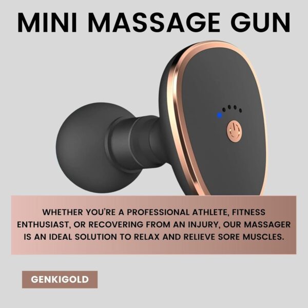 Genkigold Pocket-Sized Mini Massage Gun: Muscle Recovery & Pain Relief, for Neck, Back, and More, USB Rechargeable, Powerful Portability, Your Ultimate Recovery Companion, Available in Black - Image 3