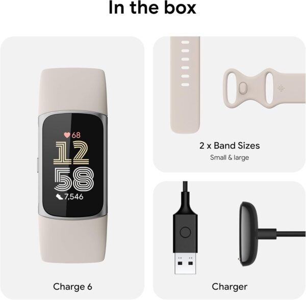 Google Fitbit Charge 6 Activity Tracker with 6-months Premium Membership Included, 7 days battery life and Google Wallet and Google Maps, Porcelain / Silver Aluminium - Image 9