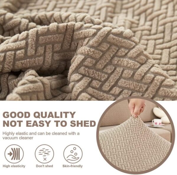MINGPINHUIUS Sofa Seat Cushion Cover - Stretch Sofa Cover, Universal Elastic Sofa Seat Cover, Non-Slip Couch Cover for L Shaped Sofa Covers Chaise Longue Furniture Protection (Light Coffee Weaves) - Image 4
