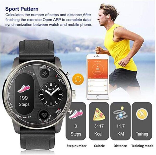 Dual Time Smart Watch - Hybrid Smartwatch Mens - Heart Rate Blood Pressure Monitor Activity Fitness Tracker Bluetooth Waterproof iOS Android Sleep Monitor Calorie Dual Time watches for Men - Image 8