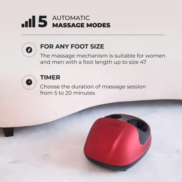 GESS Velvet Foot Massager Machine with Heat, Shiatsu Kneading Roller Massage with Heat, Feet Leg Deep Tissue Massage, Air Compression and Circulation - Image 5
