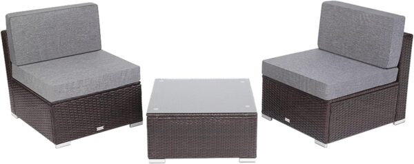 ZYMEN 3 Pieces Patio PE Wicker Rattan Sofa Set Patio Furniture Set Commemoration Day - Image 2