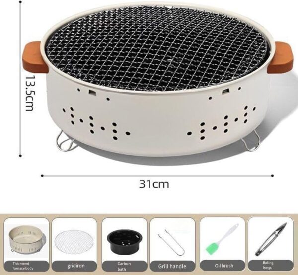BBQ Grill, Portable Pre-Seasoned Charcoal Grill Stove, Versatile Cooking Methods, Indoor Outdoor Hibachi-Charcoal Grill For Camping Picnic Party(B) - Image 3