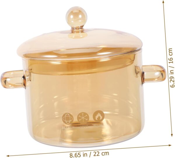 Didiseaon Glass Double-Eared Soup Pot Stovetop Simmering Pot Lid Safe Easy to Use for Electric Stove Induction Cooker - Image 3