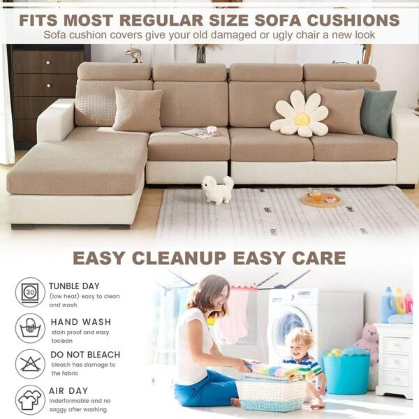 MINGPINHUIUS Sofa Seat Cushion Cover - Stretch Sofa Cover, Universal Elastic Sofa Seat Cover, Non-Slip Couch Cover for L Shaped Sofa Covers Chaise Longue Furniture Protection (Light Coffee Weaves) - Image 7