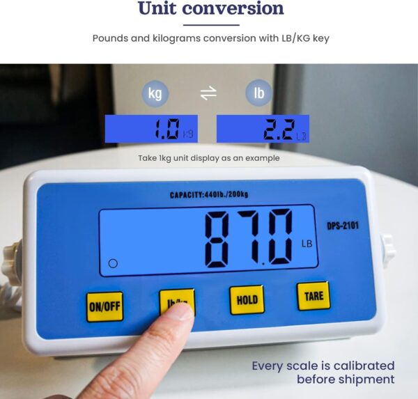 heninhill Medical Scale for Body Weight 440lb/200kg, Heavy Duty Digital Scale with Large Display, Professional Scale for Clinic Gym Home Office - Image 4