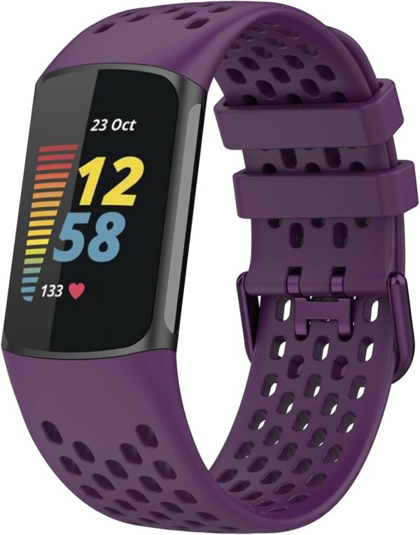 TopPerfekt Sport Straps Compatible with Fitbit Charge 5 Strap, Adjustable Breathable Soft Silicone Sport Replacement Watch Band Straps Wristbands Bracelet for Charge 5 Activity Tracker Women Men - Image 2