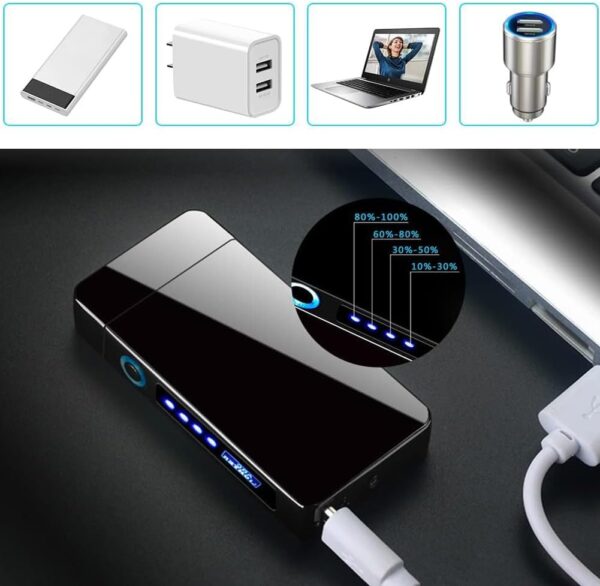 Gohytal USB Rechargeable Dual Arc Electric Plasma Windproof Lighter with Power Indicator - Windproof Lighters for Candles, Camping, Gifts for Dad, Men - Image 7