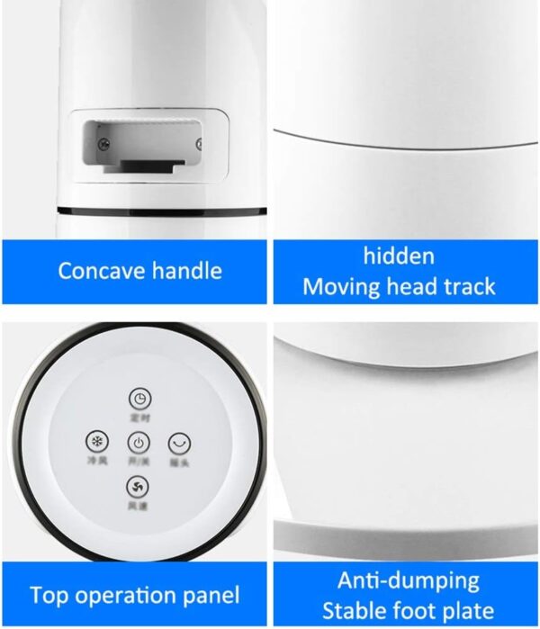 Portable Air Conditioner Fan Space Air Coolers Bladeless Portable Air Conditioning Unit Evaporative Cold Air Fan Single Cool LED Display Table Fan House Office Nightstand White - Image 4