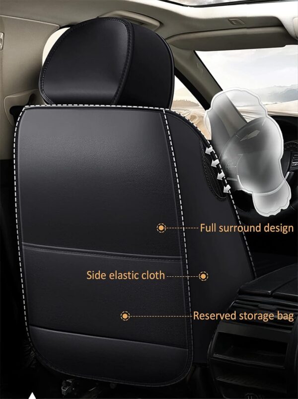 Eunncu Universal Car Seat Covers Waterproof Leather Full Set, Can Protect Front and Rear Seats, To Fit Most Cars, Side Airbag Compatible, Blue - Image 6