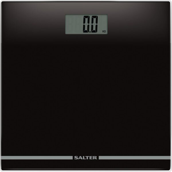 Salter 9205 BK3R Digital Bathroom Scale – Large Display Electronic Weighing Scales For Body Weight, Toughened Glass Platform, Lightweight, Instant Readings, Carpet Feet & Batteries Included, Black - Image 2