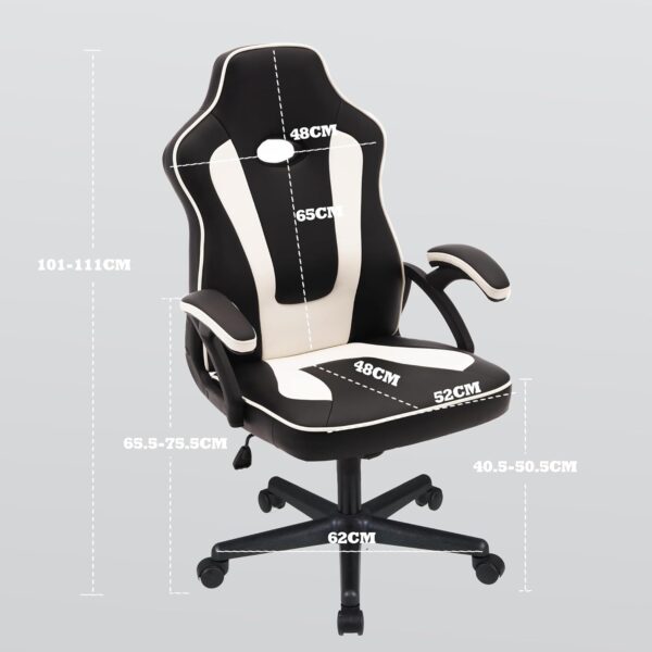 Play haha.Ergonomic high back seat with breathable mesh insert padded armrests tilt adjustment durable base lumbar support PU leather surface for gaming home or office use - Image 4