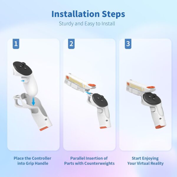 AMVR VR G-un Stock attachment Compatible with Meta/Oculus Quest 3s/Quest 3 Accessories, Weighted P-istoI Grip Enhance FPS Game Experience Holding Feel, VR Accessories for Anti Slip Handle Cover - Image 8